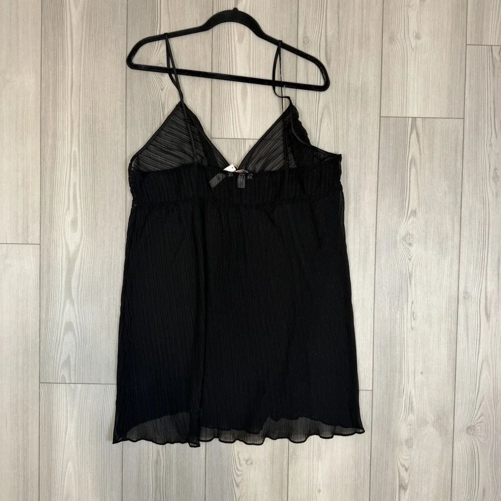 NWT Cacique Black Sheer‎ Stretch Lace Cami Nighty Top 22/24 Sexy